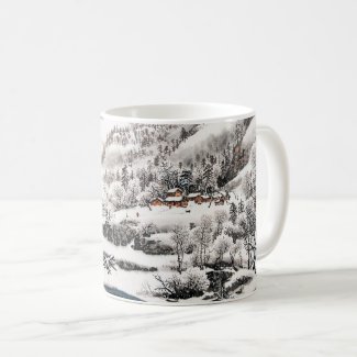 The Forest in Snow, Chinese Painting, Coffee Mug