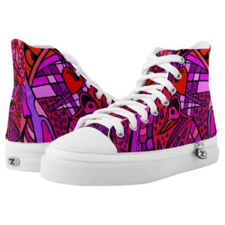 Red Stained Glass Effect Graffiti Printed Shoes