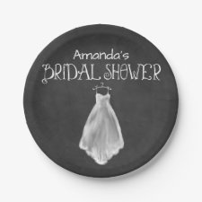 Chalkboard Wedding Dress Bridal Shower Plates
