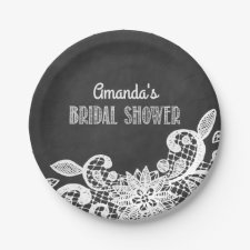 Chalkboard and Lace Bridal Shower Party Plates