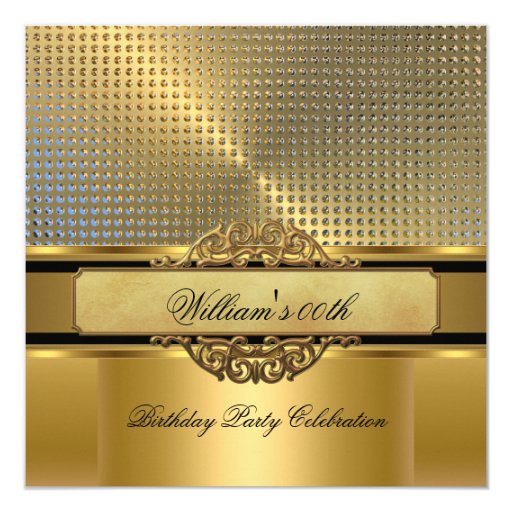 Elegant Royal Gold Birthday Party Men's Mans 2 5.25x5.25 Square Paper Invitation ...