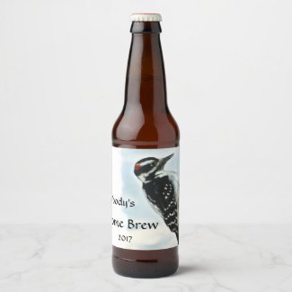 Hairy Woodpecker Bird Beer Label