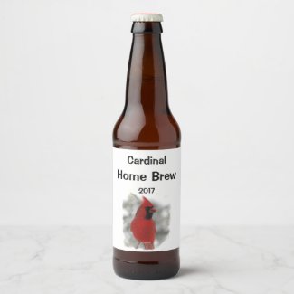 Red Cardinal Bird in White Snow Beer Label