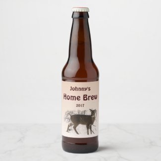 Brown Deer in Snow Animal Beer Label
