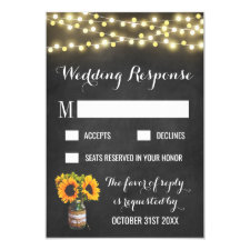 Sunflower Chalkboard Country Wedding RSVP Cards