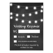 Chalkboard and Lights Rustic Wedding RSVP Cards