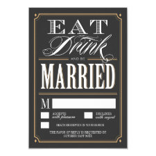 Vintage Eat Drink & Be Married Wedding RSVP Cards