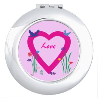 Spring Heart Valentine Compact Mirror
