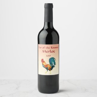 Red Rooster Bird Wine Label