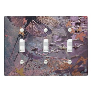 Purple Autumn Dragonfly Triple Switch Light Switch Cover