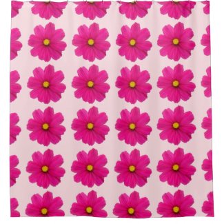 cute girly pink flower pattern shower curtain