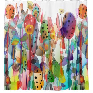 Whimsical Watercolor Floral Art Shower Curtain