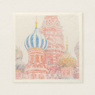 St Basil's Cathedral In Snowstorm Paper Napkin