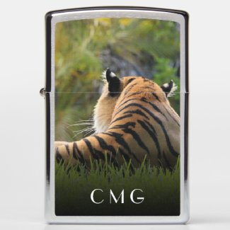Custom Initials Monogram • Malayan Tiger Zippo Lighter
