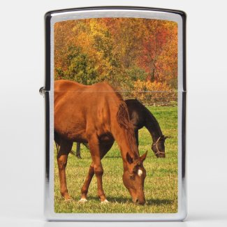 Horses in Autumn Animal Zippo Lighter