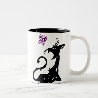 Black Cat with Butterfly Mug