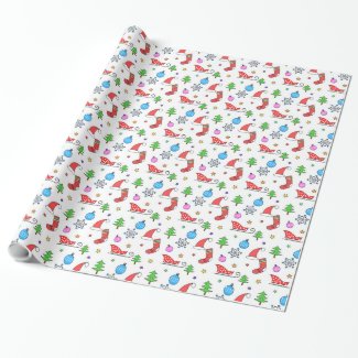 Christmas doodle elements pattern wrapping paper