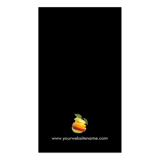Nutritionist Fruits Logo - Black White Stripes Double-Sided Standard Business Cards (Pack Of 100) (back side)