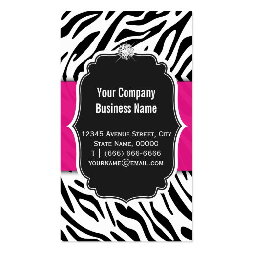 Makeup Artist - Classy Black Pink Zebra Print Business Card Templates (back side)