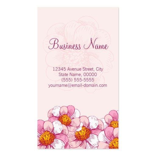 Massage Therapist - Pink Boutique Flowers Business Card (back side)