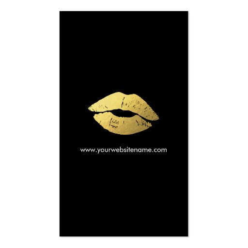 Modern Makeup Gold Lips - Chic Black White Stripes Double-Sided Standard Business Cards (Pack Of 100) (back side)