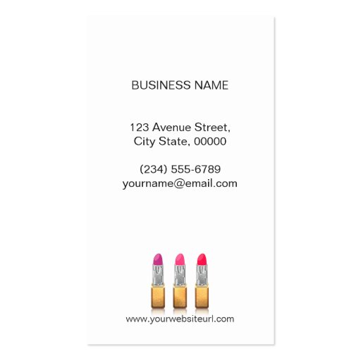 Modern Makeup Artist - Gold Red Beauty Lipsticks Double-Sided Standard Business Cards (Pack Of 100) (back side)