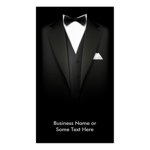 Black Tuxedo Businessman Suit - Mod Simple Stylish Double-Sided Standard Business Cards (Pack Of 100) (back side)