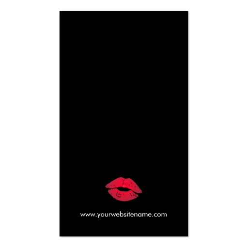 Modern Makeup Red Lips - Chic Black White Stripes Double-Sided Standard Business Cards (Pack Of 100) (back side)