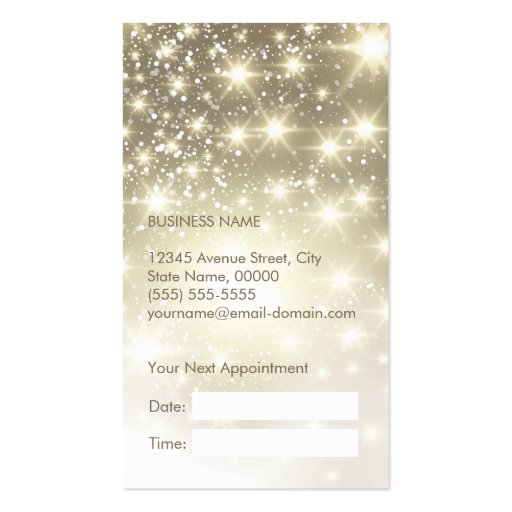 Shiny Gold Glitter Sparkles Appointment Card Double-Sided Standard Business Cards (Pack Of 100) (back side)
