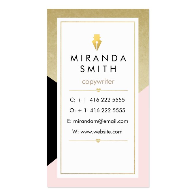 Author Writer Business Card - Chic geometric (back side)