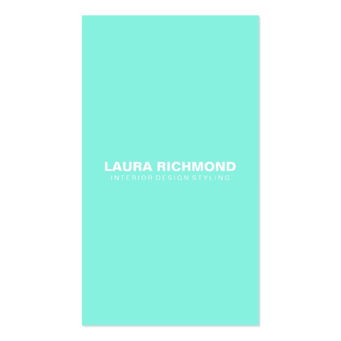 Simple teal block interior decorator professional business card (back side)
