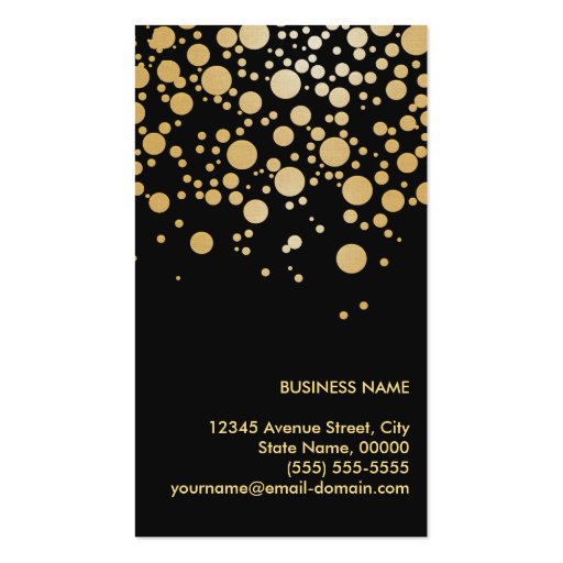 Stylish Gold Confetti Dots - Modern Beauty Black Double-Sided Standard Business Cards (Pack Of 100) (back side)