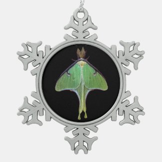 Luna Moth Snowflake Pewter Christmas Ornament