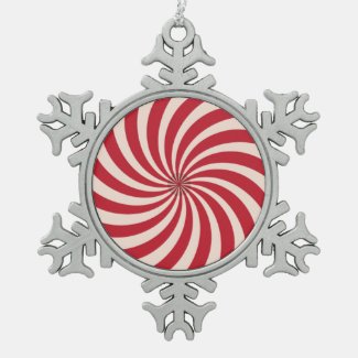 Peppermint Candy Snowflake Pewter Christmas Ornament