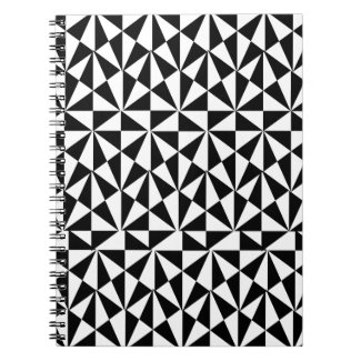 Geometric Bold Retro Funky Black White Spiral Notebook