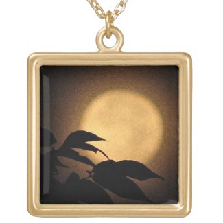 Autumn Moon Square Pendant Necklace