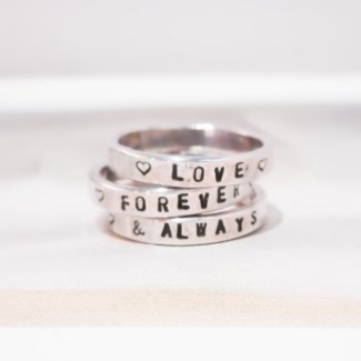 Set of 3 Personalized Sterling Silver Rings