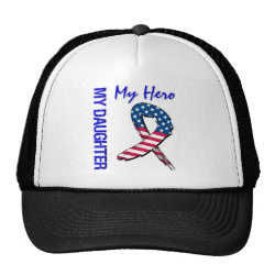 My Daughter My Hero Patriotic Grunge Ribbon Trucker Hat