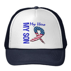 My Son My Hero Patriotic Grunge Ribbon Trucker Hat