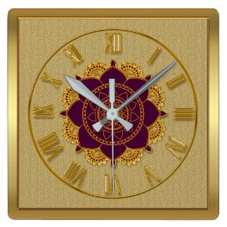 Golden Roman Numerals Ornamental Wall Clock