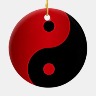Red Black Yin-Yang Holistic Holiday Ornament