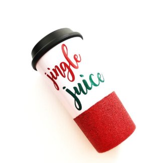 16 oz &quot;Jingle Juice&quot; Glitter Dipped Travel Mug