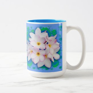 Plumeria Bouquet Exotic Summer Pattern Two-Tone Coffee Mug