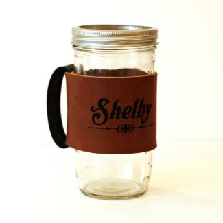Personalized Leather Wrap for Mason Jar 
