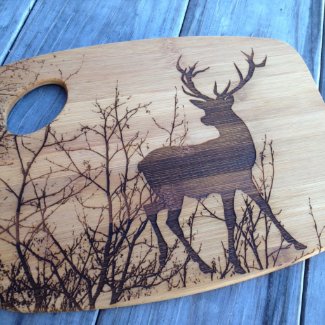 Laser Engraved Bamboo Cutting Board, Deer