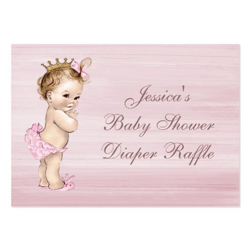 Vintage Princess Baby Shower Diaper Raffle Large Business Cards (Pack Of 100) (front side)