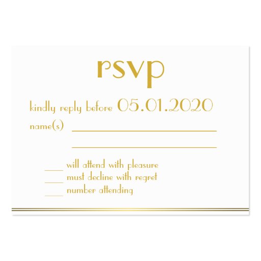Tiny Monogrammed Great Gatsby Wedding RSVP Cards Large Business Cards (Pack Of 100)