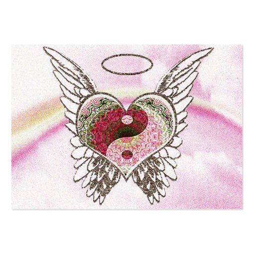 Yin Yang Heart Angel Wings Watercolor Large Business Cards (Pack Of 100) (front side)