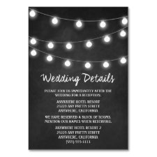 Chalkboard + Lights Wedding Reception Insert Cards