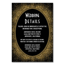 Art Deco Black Gold Wedding Reception Insert Cards